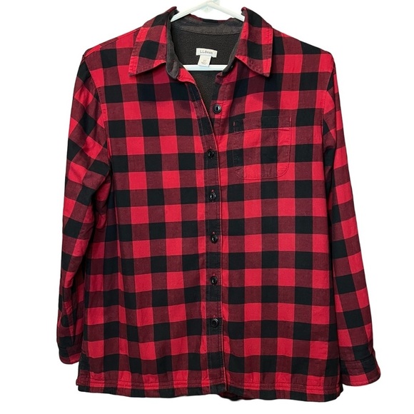 LL Bean Buffalo Plaid Fleece Lined Button Up Shacket - XS Petite, Women’s - Picture 1 of 11